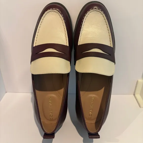 Cole Haan Lana Lux Cuoio-Ivory Penny Loafers Womens Size 9