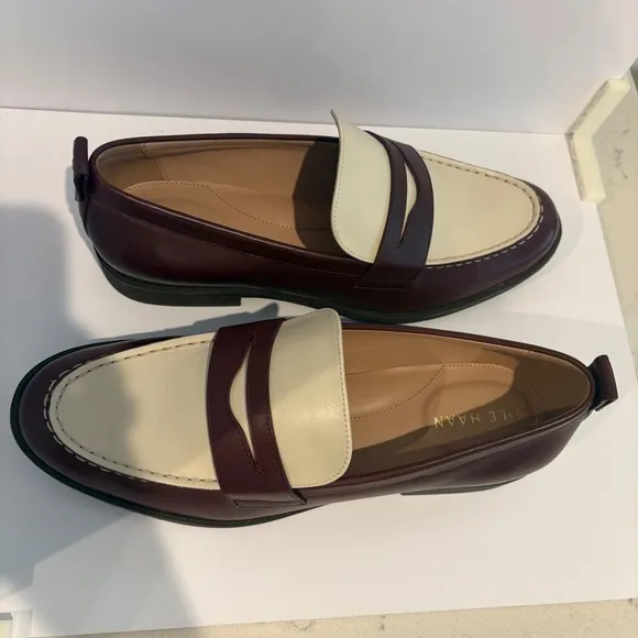 Cole Haan Lana Lux Cuoio-Ivory Penny Loafers Womens Size 9