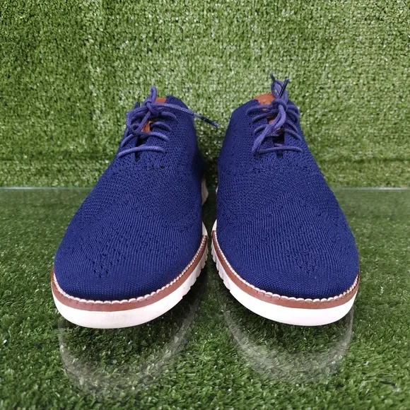 Cole Haan Men Zerogrand Stitchlite Oxford Size 11 Navy Knit Sneaker Wingtip Shoe