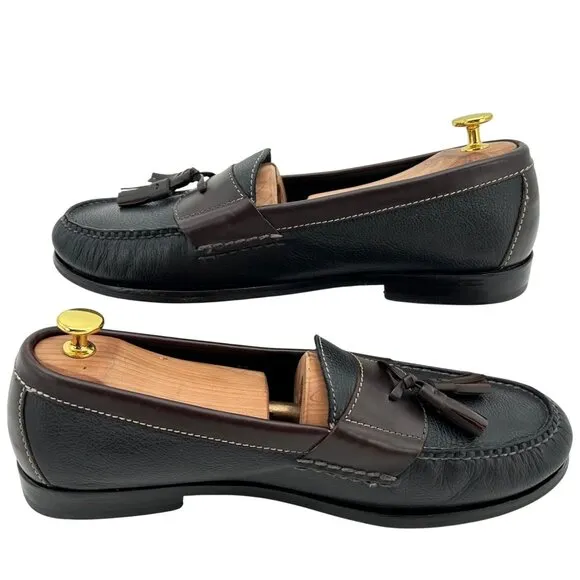 Cole Haan Men's 10D Black Brown Pebble Leather Pinch Tassel Loafers Dress Shoes