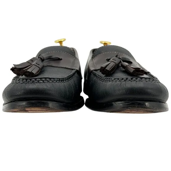 Cole Haan Men's 10D Black Brown Pebble Leather Pinch Tassel Loafers Dress Shoes