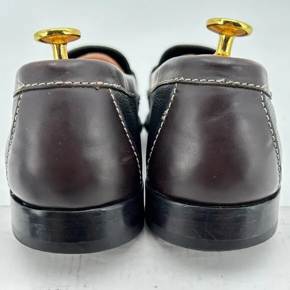 Cole Haan Men's 10D Black Brown Pebble Leather Pinch Tassel Loafers Dress Shoes