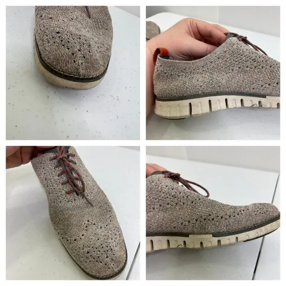 Cole Haan Mens 9 M Zerogrand Stitchlite Knit Oxford Gray Orange Dress Sneakers U