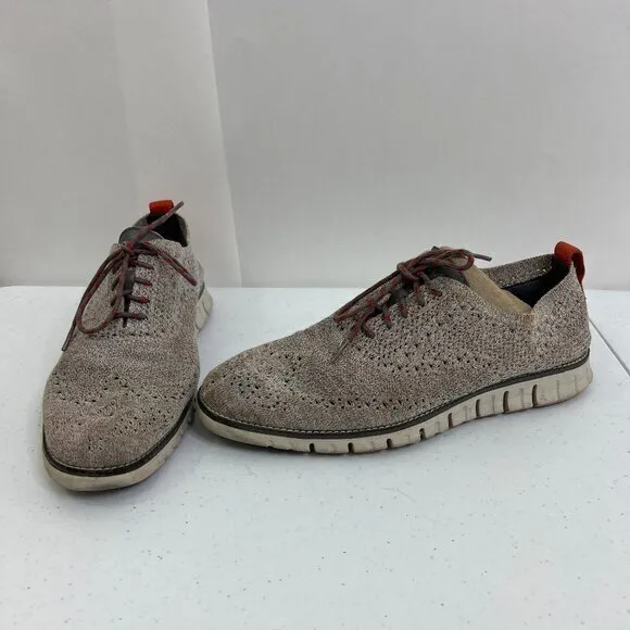 Cole Haan Mens 9 M Zerogrand Stitchlite Knit Oxford Gray Orange Dress Sneakers U