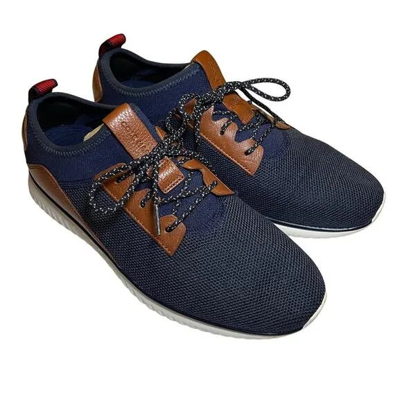Cole Haan Men’s Grand Motion Navy Blue Knit Sneakers Leather Accents Size 8.5