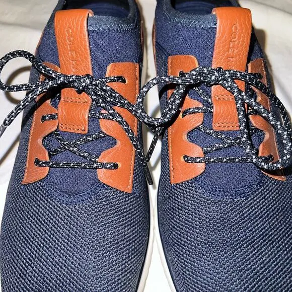 Cole Haan Men’s Grand Motion Navy Blue Knit Sneakers Leather Accents Size 8.5