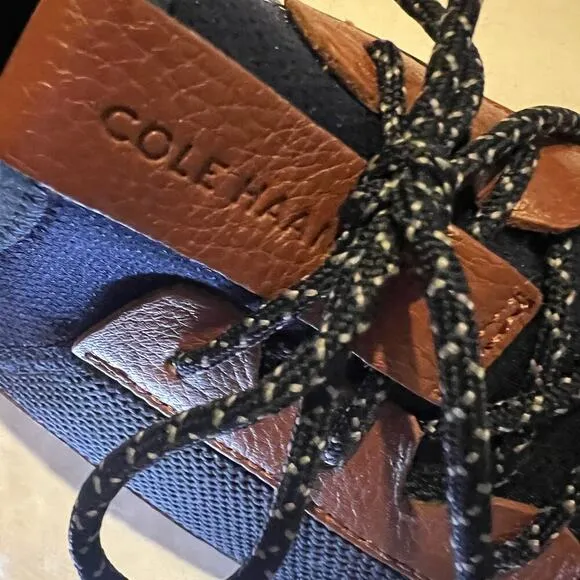 Cole Haan Men’s Grand Motion Navy Blue Knit Sneakers Leather Accents Size 8.5