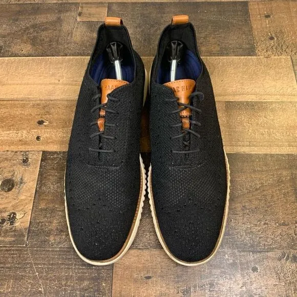 Cole Haan Men’s Size 13 Knit 2.ZeroGrand Comfort Oxford Sneakers Black Shoes