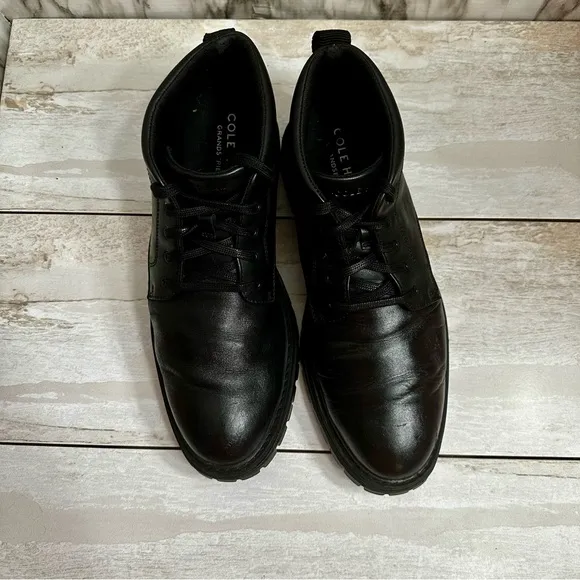 Cole Haan Mens Size 9 Black Leather Tahoe Featherfeel Ankle Lace Up Lug Boots