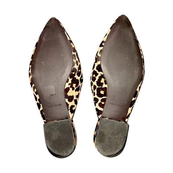 Cole Haan Piper calf hairon Leopard print Leather Flats/slides Women Size Sz 6B