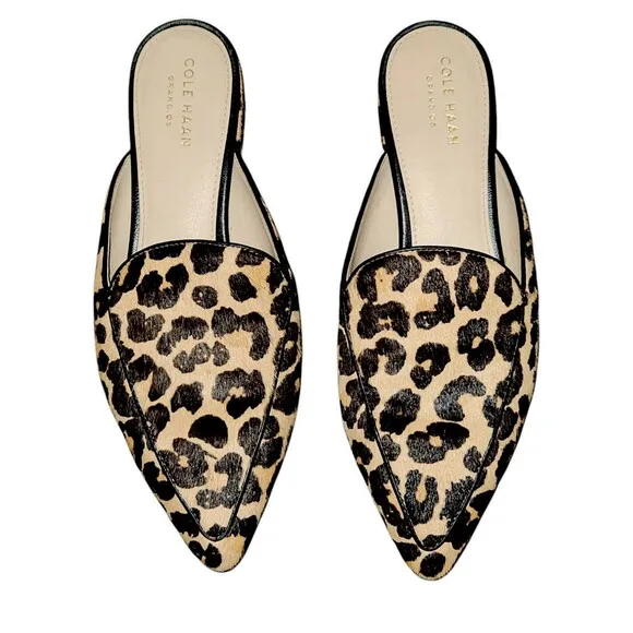 Cole Haan Piper calf hairon Leopard print Leather Flats/slides Women Size Sz 6B