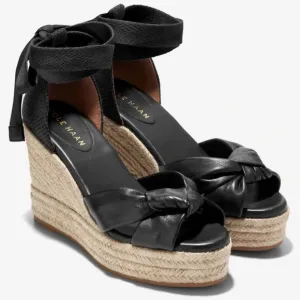 Cole Haan Sz 8.5 Cloudfeel Hampton Leather Top Knot Espadrille Wedge Sandals NEW