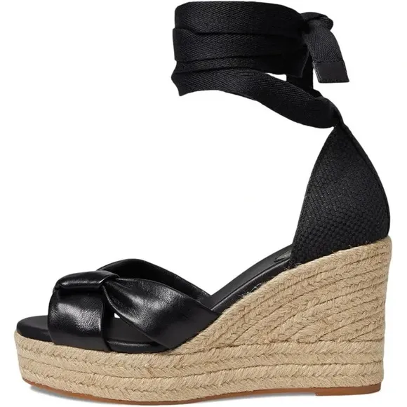 Cole Haan Sz 8.5 Cloudfeel Hampton Leather Top Knot Espadrille Wedge Sandals NEW
