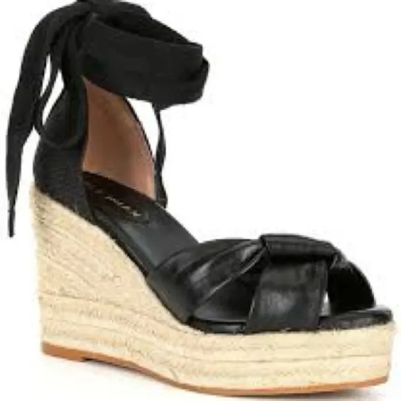 Cole Haan Sz 8.5 Cloudfeel Hampton Leather Top Knot Espadrille Wedge Sandals NEW