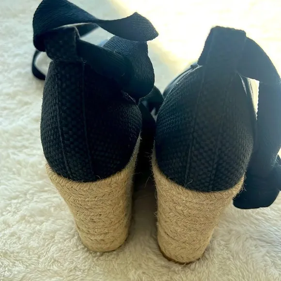 Cole Haan Sz 8.5 Cloudfeel Hampton Leather Top Knot Espadrille Wedge Sandals NEW