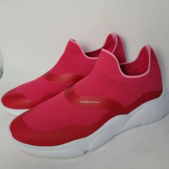 Cole Haan Women Sneakers Zerogrand Slip-On knit Fuschia Pink mismatch sz 7 &amp; 7.5