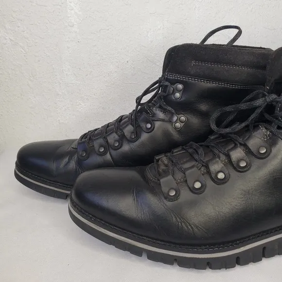 Cole Haan Zero Grand Black Leather Lightweight Hiking Boots