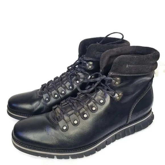 Cole Haan Zero Grand Black Leather Lightweight Hiking Boots
