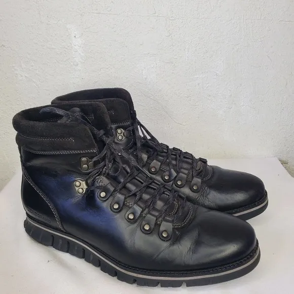 Cole Haan Zero Grand Black Leather Lightweight Hiking Boots