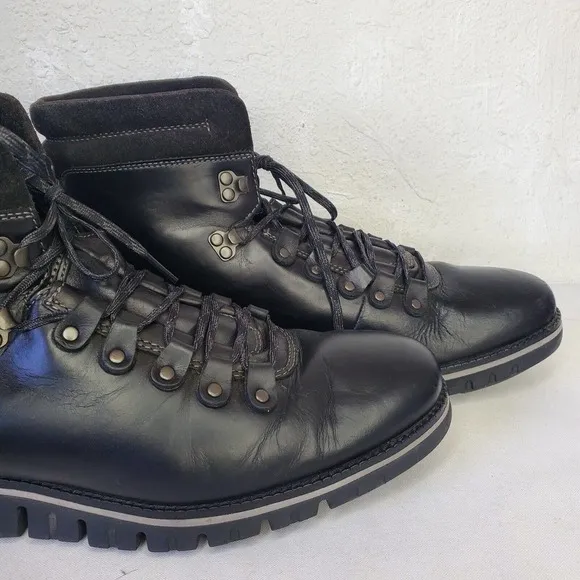 Cole Haan Zero Grand Black Leather Lightweight Hiking Boots