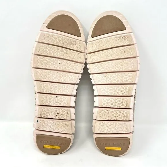 Cole Haan Zerogrand Stitchlite Tan Gray Knit Leather Slip On Mary Jane Sneaker 7