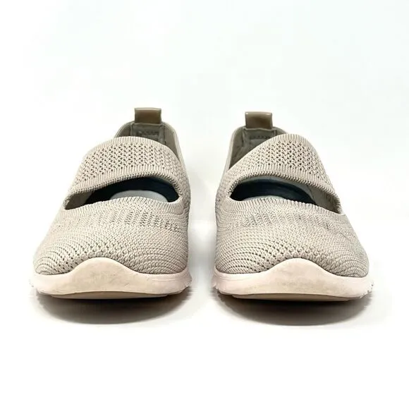 Cole Haan Zerogrand Stitchlite Tan Gray Knit Leather Slip On Mary Jane Sneaker 7