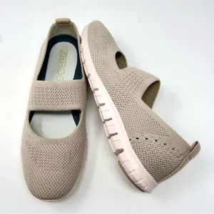 Cole Haan Zerogrand Stitchlite Tan Gray Knit Leather Slip On Mary Jane Sneaker 7