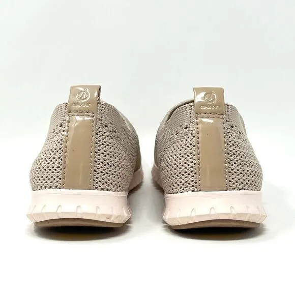 Cole Haan Zerogrand Stitchlite Tan Gray Knit Leather Slip On Mary Jane Sneaker 7