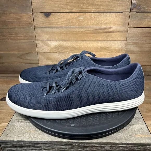 Cole Haan Grand OS Crosscourt II Mens Size 13M Blue Knit Lace Up Casual Sneakers