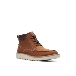 COLLECTION BY CLARKS Mens Brown Barnes Mid Round Toe Wedge Leather Boots 7.5 M