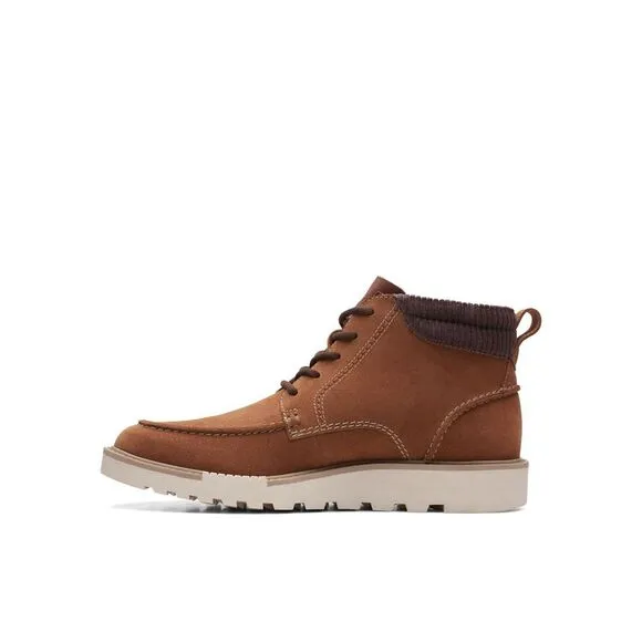 COLLECTION BY CLARKS Mens Brown Barnes Mid Round Toe Wedge Leather Boots 7.5 M