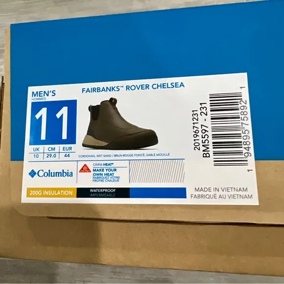 Columbia Fairbanks Rover Men’s Chelsea Waterproof Boots‎ Size 11 Cordovan Sand