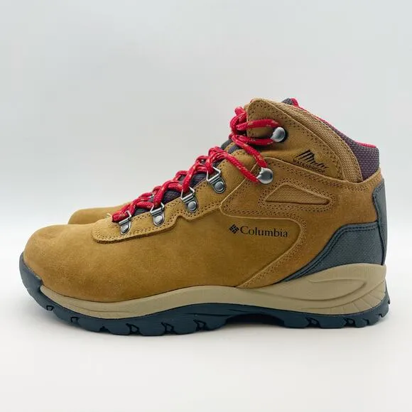 Columbia Womens Newton Ridge Plus Amped Hiking Boots Size 9.5 Tan Red WP NIB