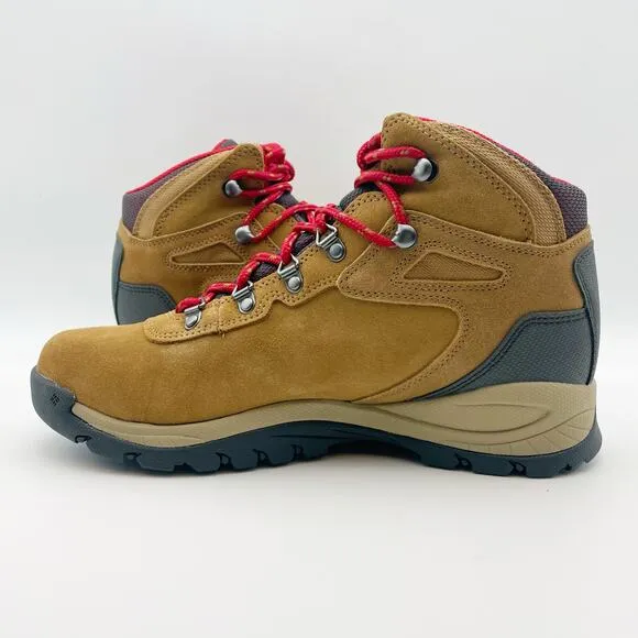 Columbia Womens Newton Ridge Plus Amped Hiking Boots Size 9.5 Tan Red WP NIB