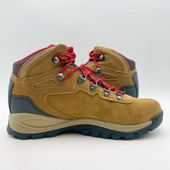 Columbia Womens Newton Ridge Plus Amped Hiking Boots Size 9.5 Tan Red WP NIB