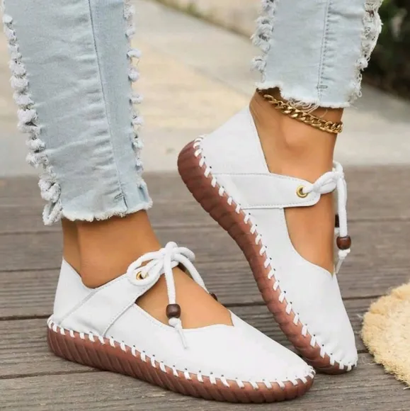 Comfortable Casual Flat Shoes Women Soft Genuine Leather Rubber Sole Loafers