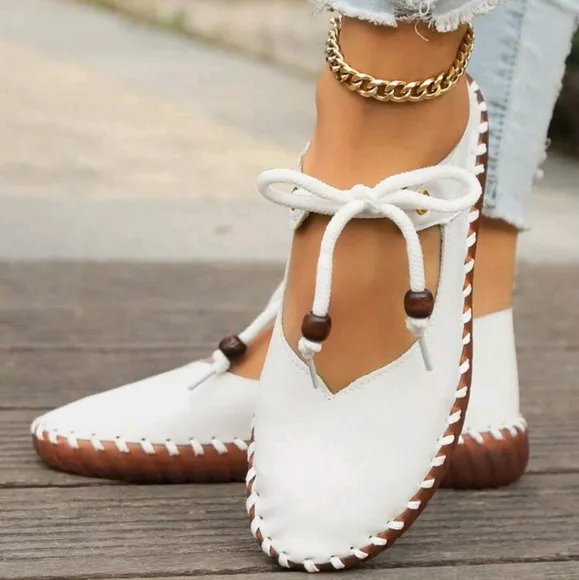 Comfortable Casual Flat Shoes Women Soft Genuine Leather Rubber Sole Loafers
