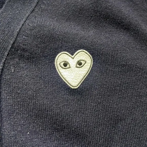 Comme des Garçons PLAY White Heart Wool Cardigan (Navy)