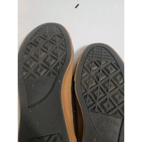 CONVERSE All-Star Chuck Taylor Leather Black High-Top Gum Bottom Shoes Mens 13