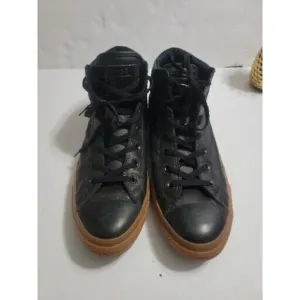 CONVERSE All-Star Chuck Taylor Leather Black High-Top Gum Bottom Shoes Mens 13