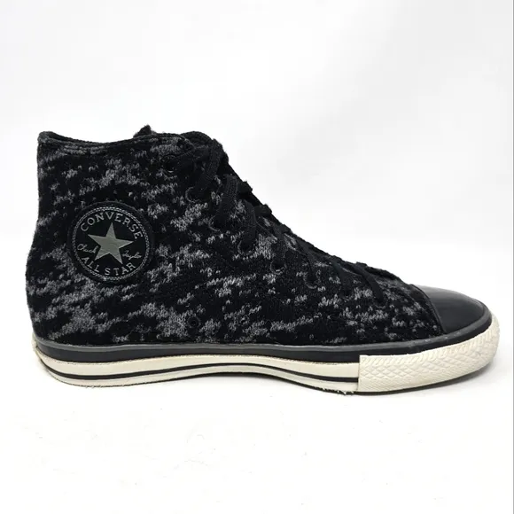Converse AllStar Chuck Taylor Sneakers Black Grey RARE Knit Sweater Men Size 6.5