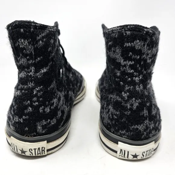 Converse AllStar Chuck Taylor Sneakers Black Grey RARE Knit Sweater Men Size 6.5