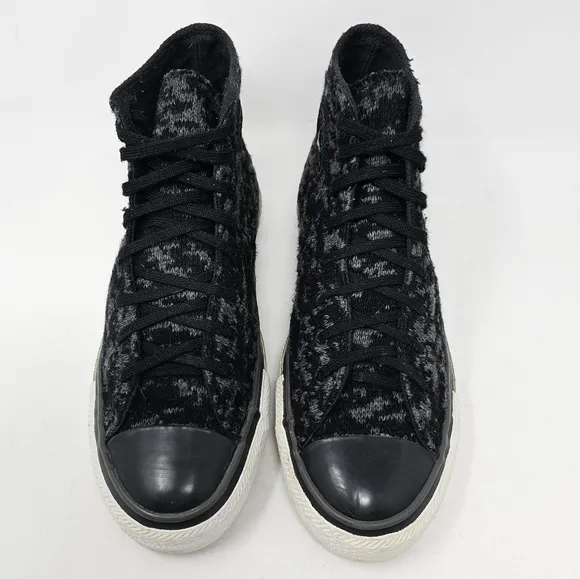 Converse AllStar Chuck Taylor Sneakers Black Grey RARE Knit Sweater Men Size 6.5