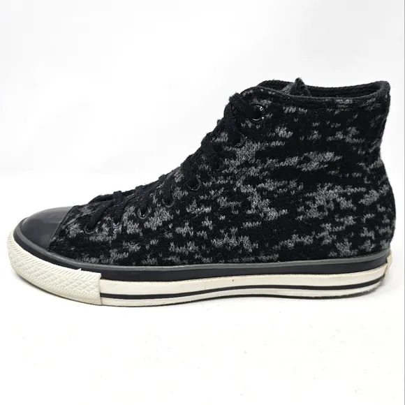 Converse AllStar Chuck Taylor Sneakers Black Grey RARE Knit Sweater Men Size 6.5