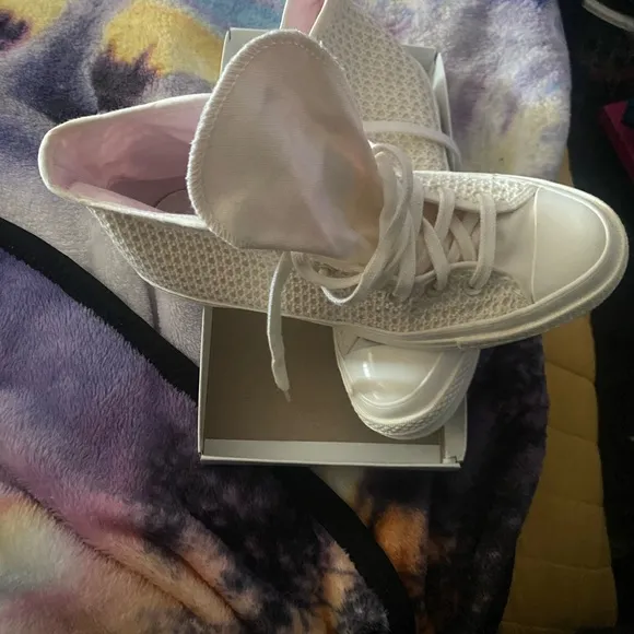 Converse White Knit High-Top Sneakers