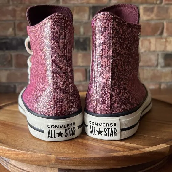 Converse Women's 8.5 Chuck Taylor All Star Hi Purple Pink Glitter Sneakers Shoes