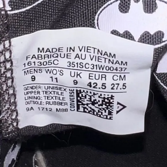 Converse X DC Comics Rebirth Batman Vol. 1 161305C Men's 9 Women's 11