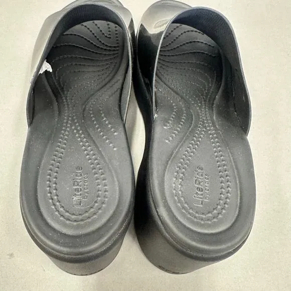 Crocs Brooklyn High Shine Heel Slide Sandals in Black Size 9 Slip On Rubber