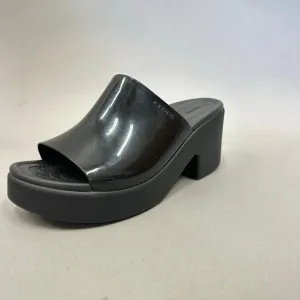 Crocs Brooklyn High Shine Heel Slide Sandals in Black Size 9 Slip On Rubber