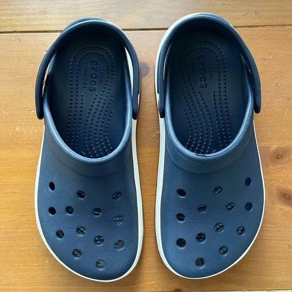 Crocs Crocsband Full Force Thick Sole Sandals Unisex Navy Blue White M7 W9